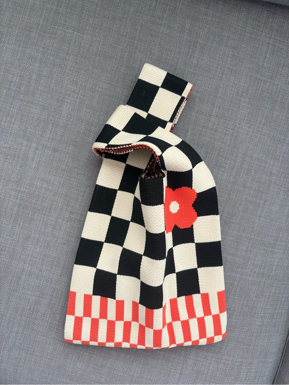 Checkerboard Knit Handbag - Picture 3 of 3